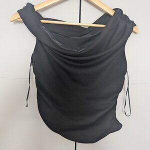 Black Off Shoulder Crepe Top - SIZE S